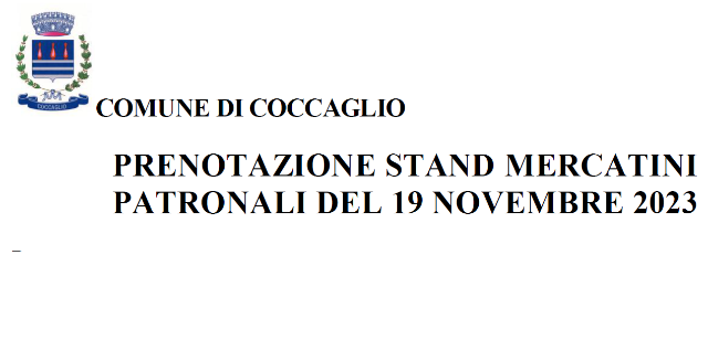 Immagine che raffigura Prenotazione stand mercatini patronali del 19 novembre 2023