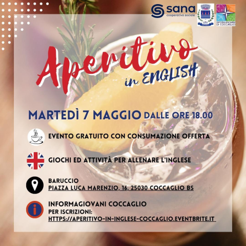 Immagine che raffigura APERITIVO IN ENGLISH - 7 MAGGIO ORE 18