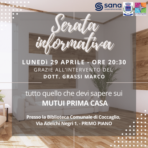 Immagine che raffigura SERATA INFORMATIVA - Tutto quello che devi sapere sui mutui prima casa