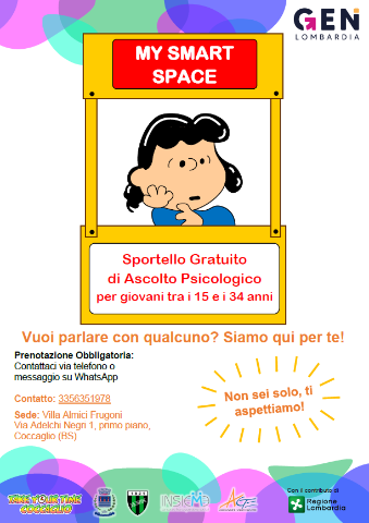 Immagine che raffigura MY SMART SPACE - Sportello Gratuito di Ascolto Psicologico per giovani tra i 15 e i 34 anni