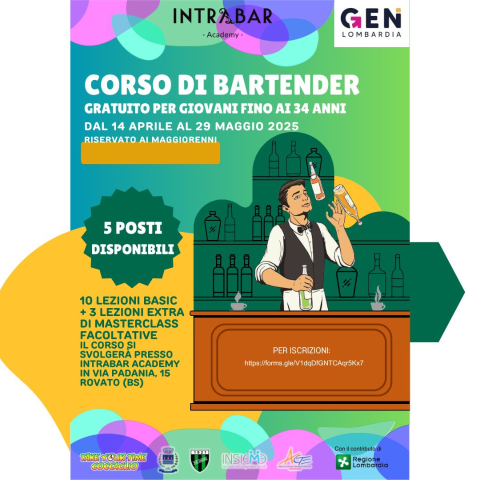 Immagine che raffigura Corso Bartender gratuito per giovani fino ai 34 anni - Take Your Time Coccaglio